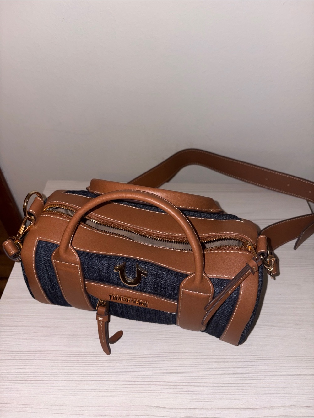 True Religion Denim and Brown Mini Barrel Bag - Picture 6 of 6